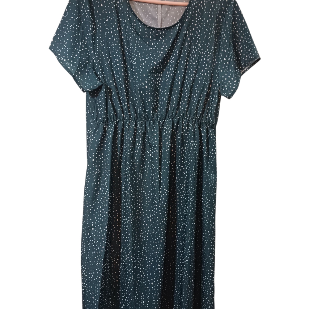 Elegant Teal Polka Dot Dress